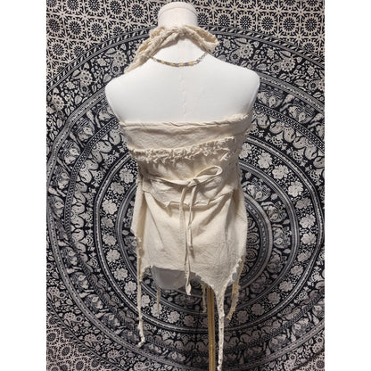 Handmade Asymmetrical Fairycore Halter Top & Skirt | Raw Edge Boho Festival Wear