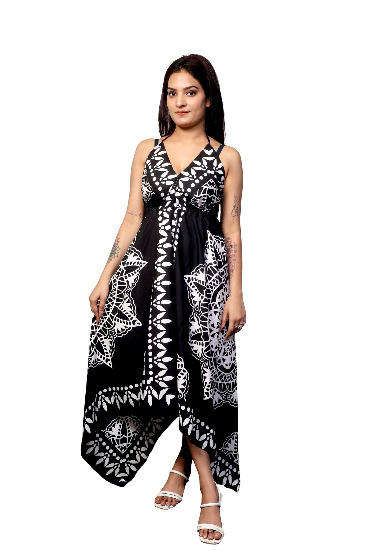 Summer white & black beach sundress/coverup outfits for women