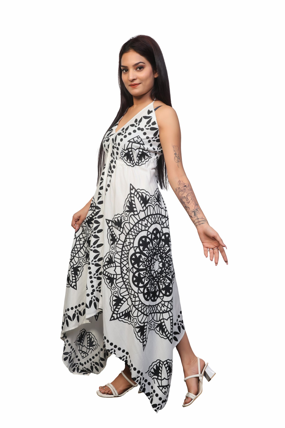 Summer white & black beach sundress/coverup outfits for women