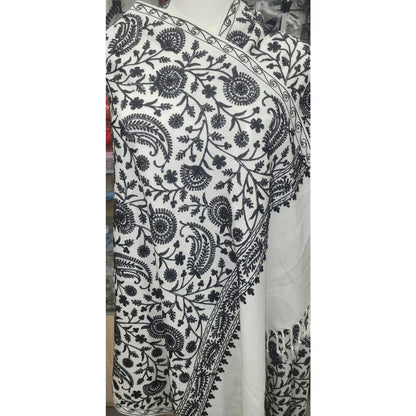 Elegant Black and White Embroidered Shawl – Boho Chic Statement Wrap
