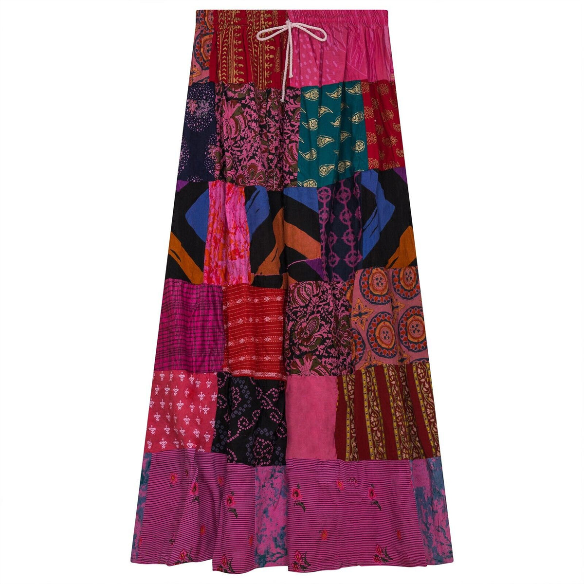 Fashionable Hippie and boho patchwork maxi long skirt for women