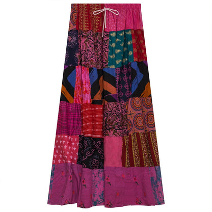 Fashionable Hippie and boho patchwork maxi long skirt for women