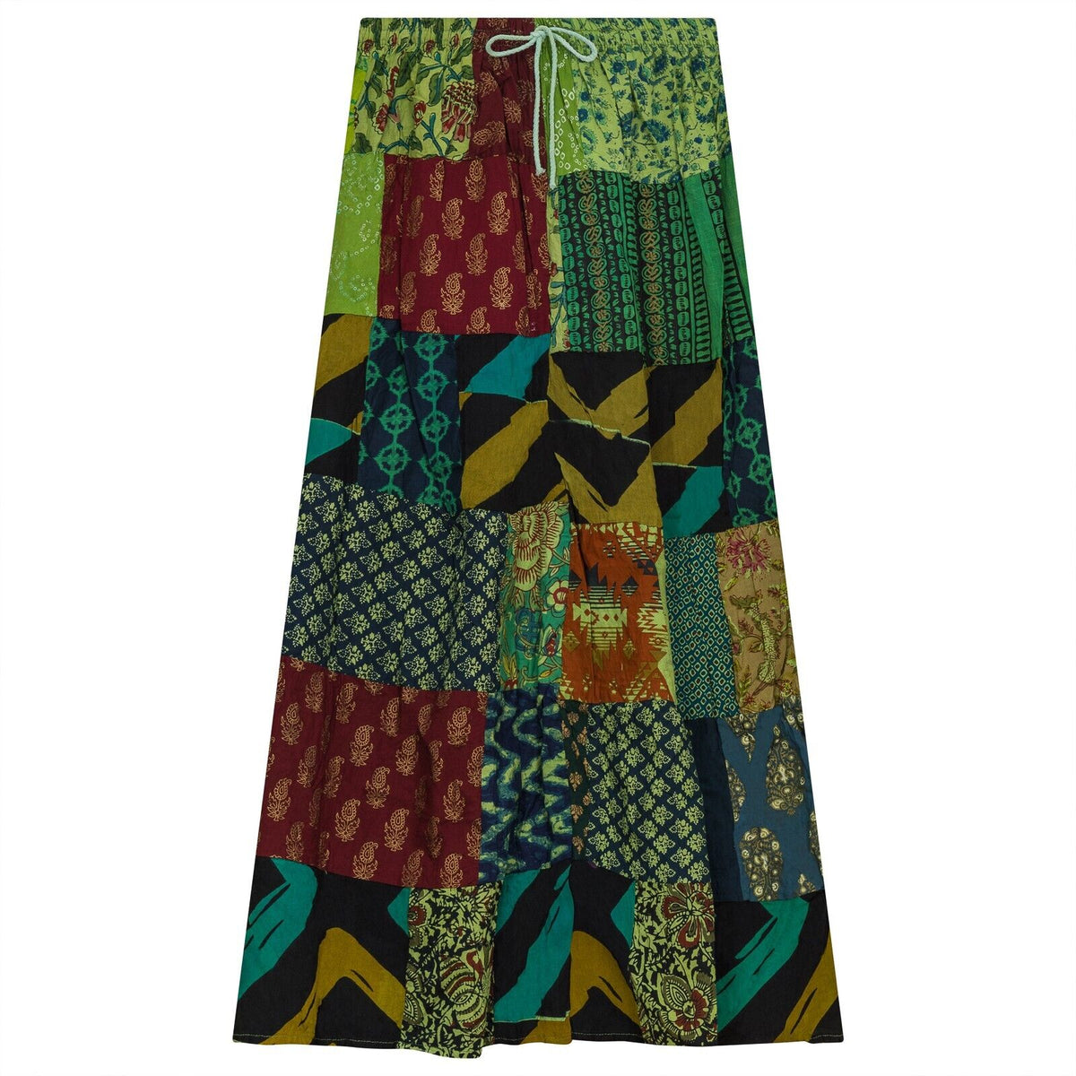 Fashionable Hippie and boho patchwork maxi long skirt for women