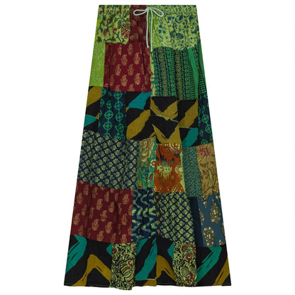 Fashionable Hippie and boho patchwork maxi long skirt for women