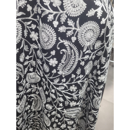 Elegant Black and White Embroidered Shawl – Boho Chic Statement Wrap