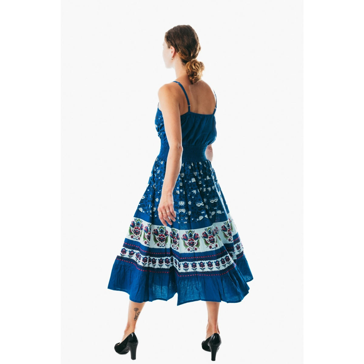 Sexy Spaghetti Strap royal blue Midi Dress