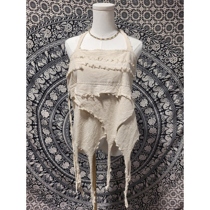 Handmade Asymmetrical Fairycore Halter Top & Skirt | Raw Edge Boho Festival Wear