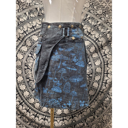 Cotton Handmade Nepal Mushroom Print Wrap Skirt