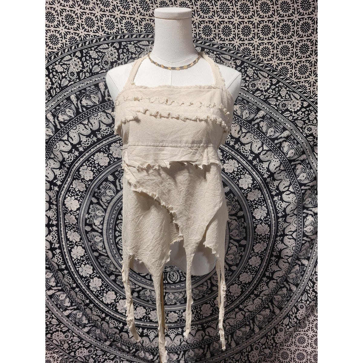 Handmade Asymmetrical Fairycore Halter Top & Skirt | Raw Edge Boho Festival Wear