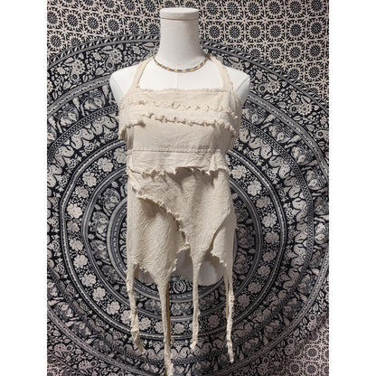 Handmade Asymmetrical Fairycore Halter Top & Skirt | Raw Edge Boho Festival Wear