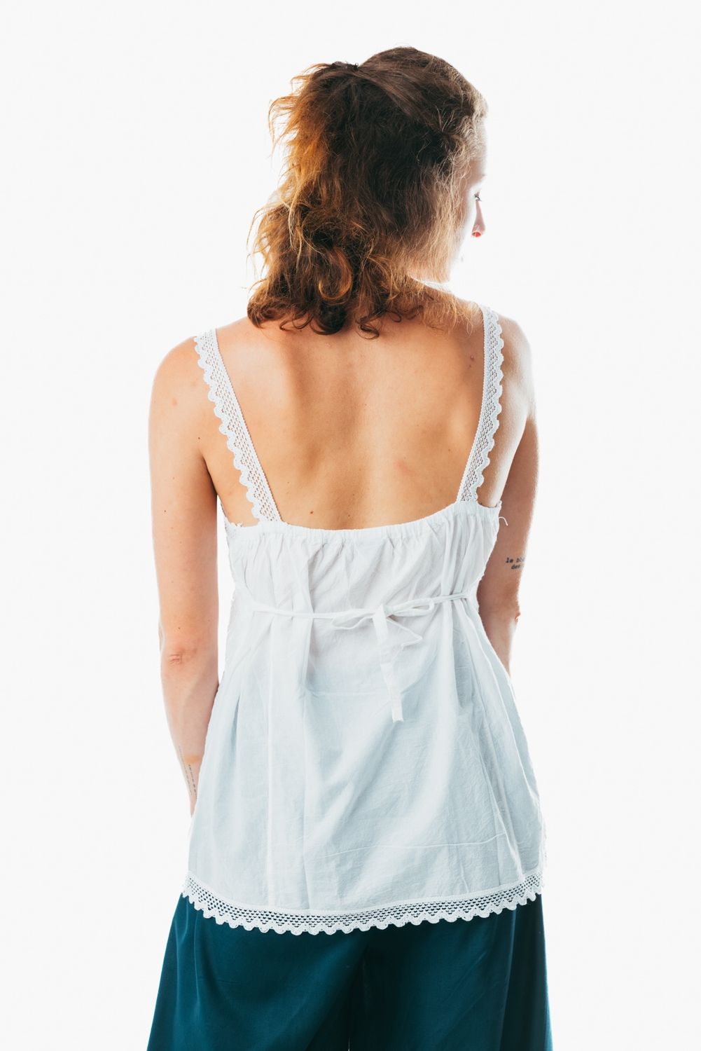 Women's cotton white corset summer top with lace