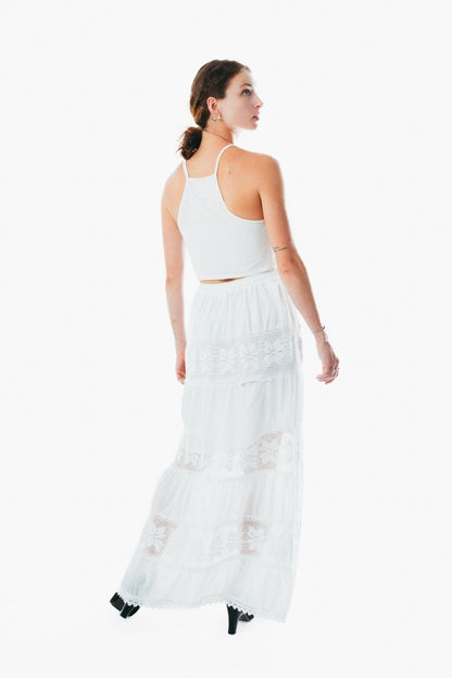 Flowy white a line maxi skirt frock wrap for ladies &nbsp;