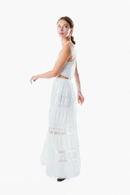 Flowy white a line maxi skirt frock wrap for ladies &nbsp;