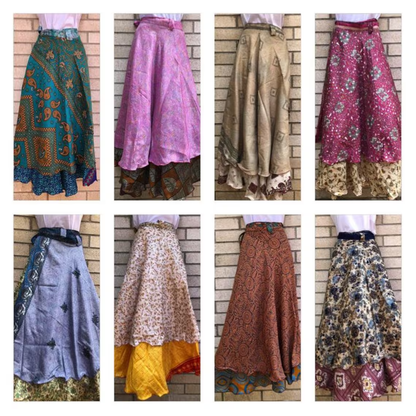 Women's magic wrap beach cover up maxi skirt for summer