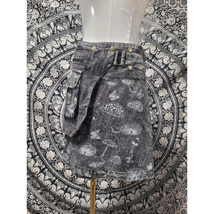 Cotton Handmade Nepal Mushroom Print Wrap Skirt