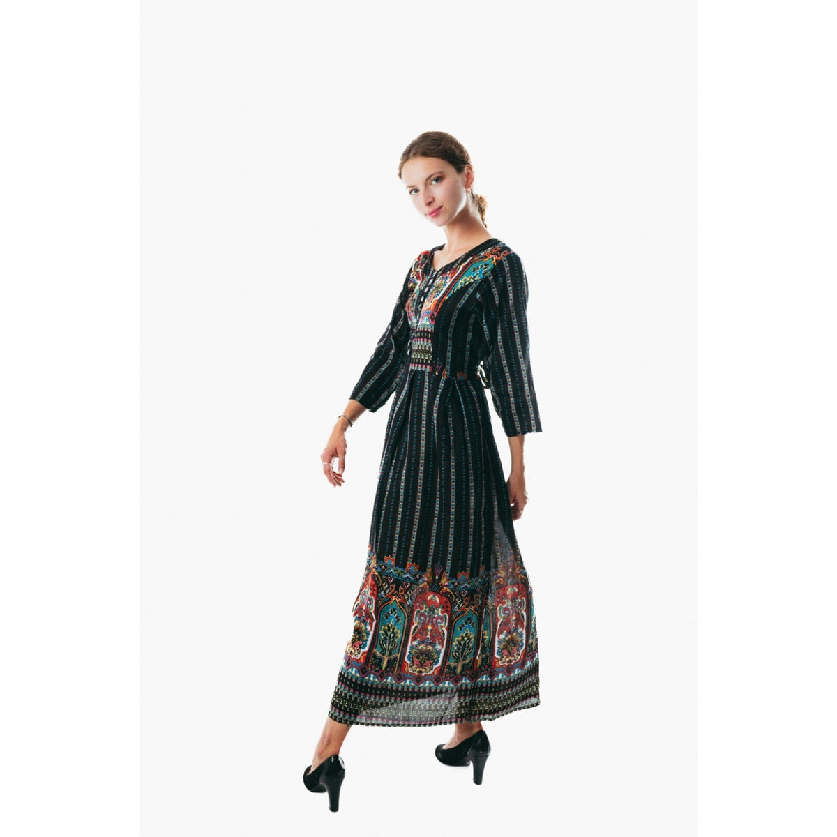 Casual longsleeved flowy sundress for women 