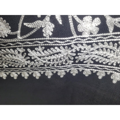 Elegant Black and White Embroidered Shawl – Boho Chic Statement Wrap