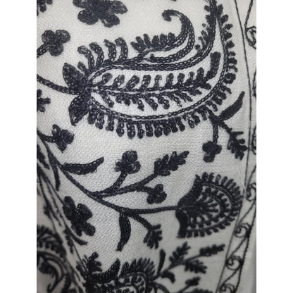 Elegant Black and White Embroidered Shawl – Boho Chic Statement Wrap