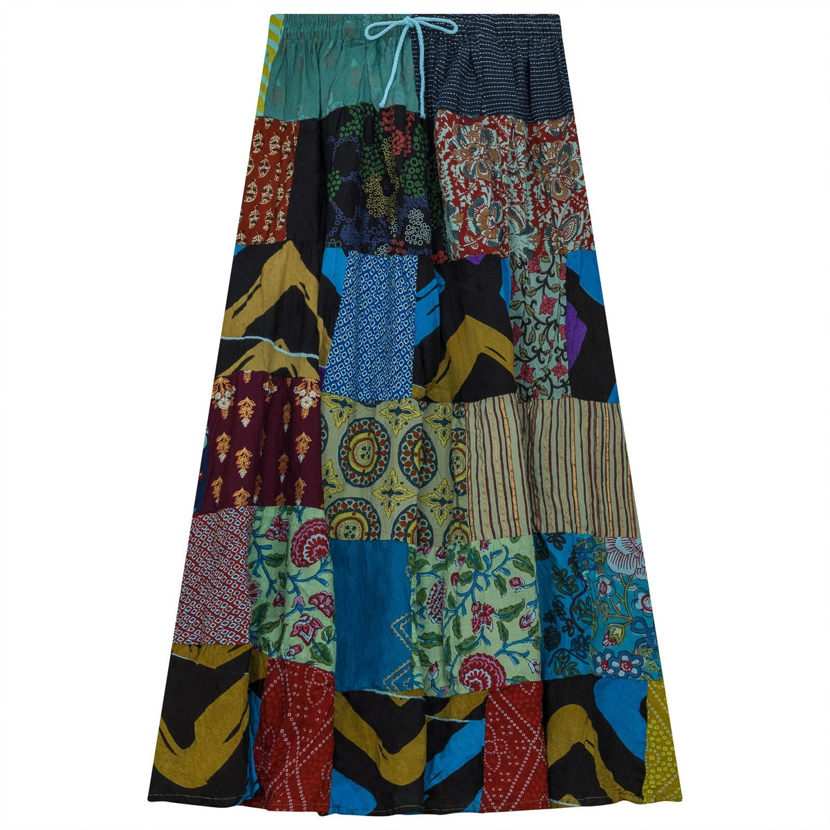 Fashionable Hippie and boho patchwork maxi long skirt for women