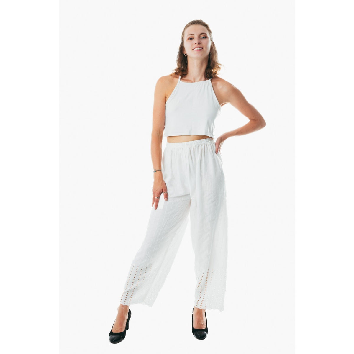 Women white pants boho hippie aladdin alibaba harem straight pants one size trouser