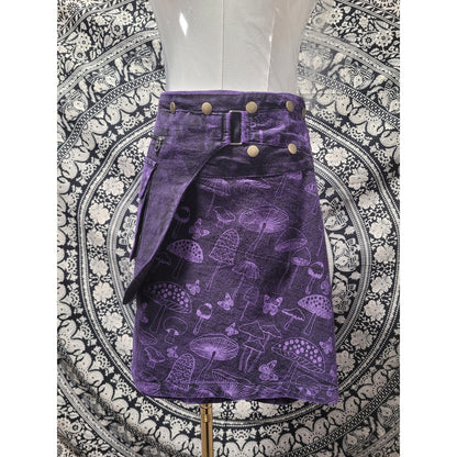 Cotton Handmade Nepal Mushroom Print Wrap Skirt
