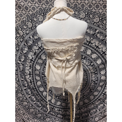 Handmade Asymmetrical Fairycore Halter Top & Skirt | Raw Edge Boho Festival Wear