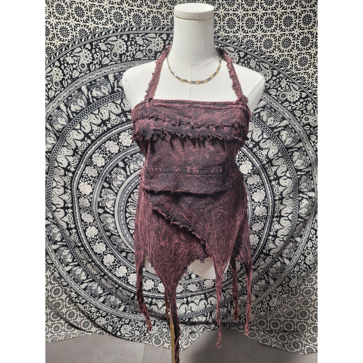 Handmade Asymmetrical Fairycore Halter Top & Skirt | Raw Edge Boho Festival Wear