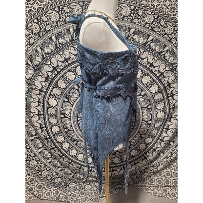 Handmade Asymmetrical Fairycore Halter Top & Skirt | Raw Edge Boho Festival Wear