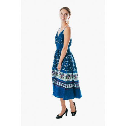 Sexy Spaghetti Strap royal blue Midi Dress