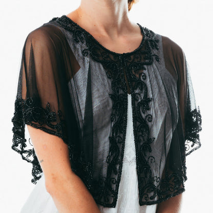 Handmade & Beaded sequin poncho/shrug/capelet for women