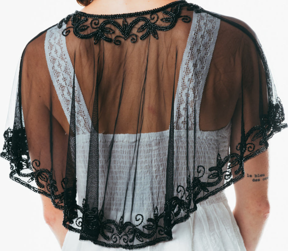 Handmade & Beaded sequin poncho/shrug/capelet for women