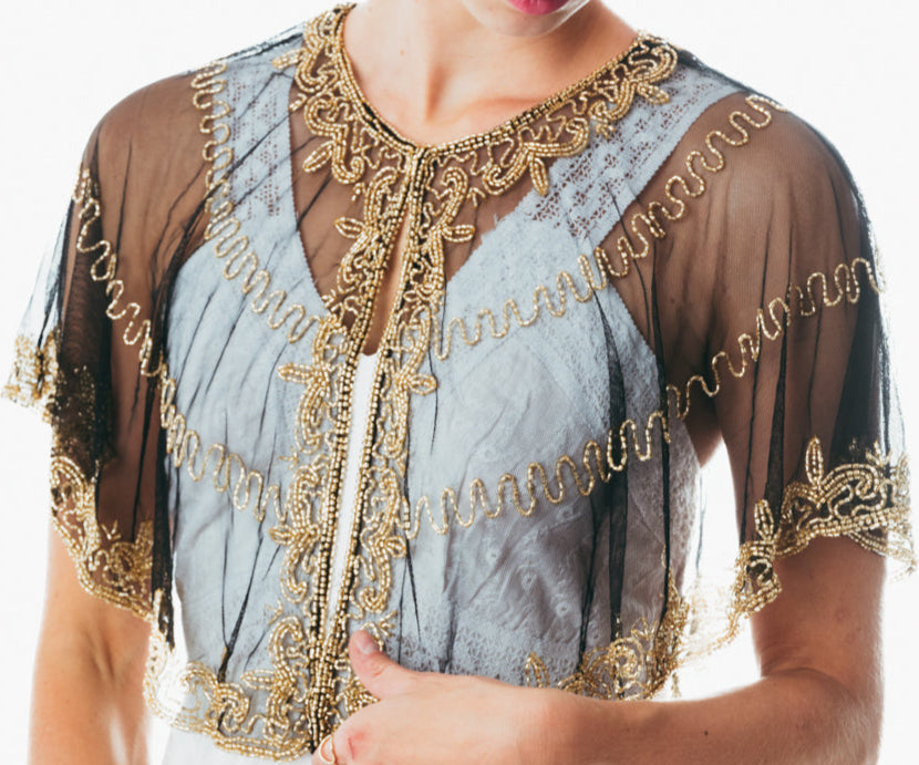 Handmade & Beaded sequin poncho/shrug/capelet for women