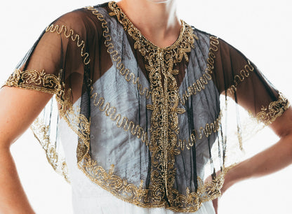 Handmade & Beaded sequin poncho/shrug/capelet for women