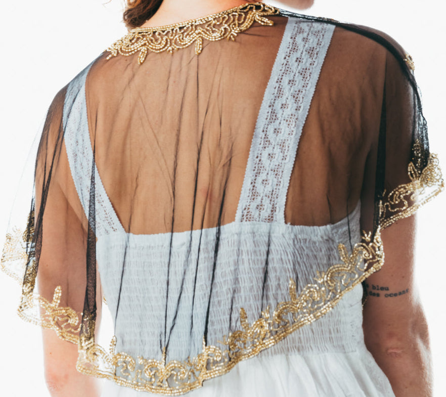 Handmade & Beaded sequin poncho/shrug/capelet for women