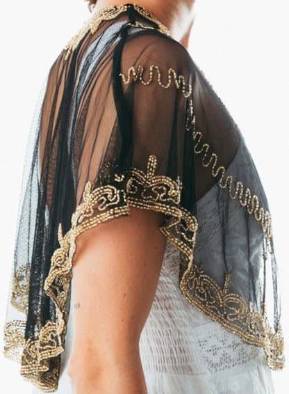 Handmade & Beaded sequin poncho/shrug/capelet for women