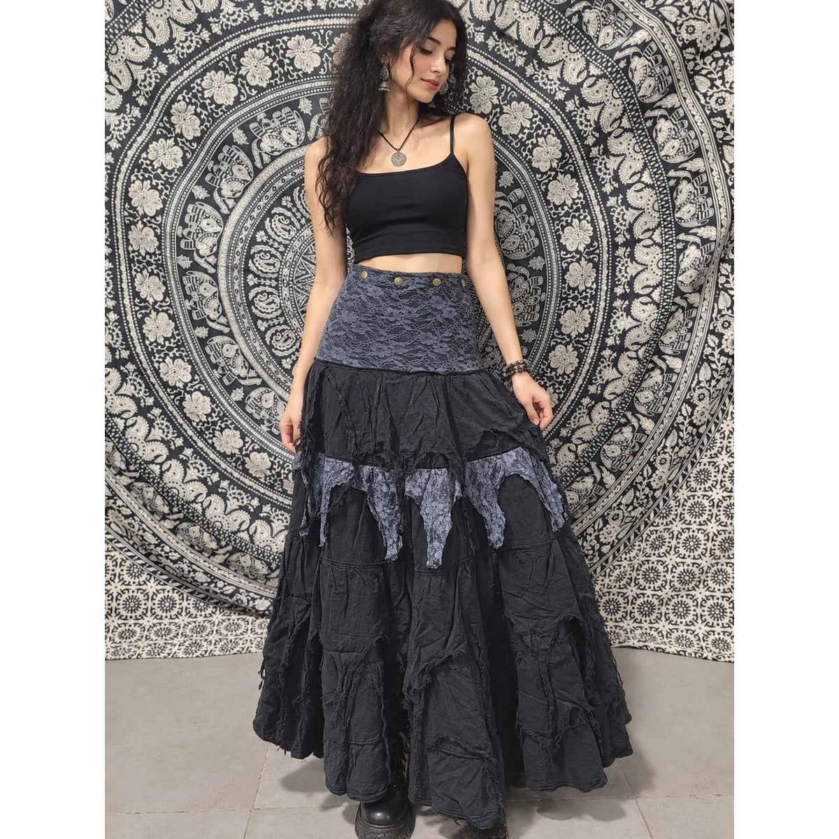 Raw Cotton Wrap Skirt - Moonrise Nepali Bohemian Festival Clothing