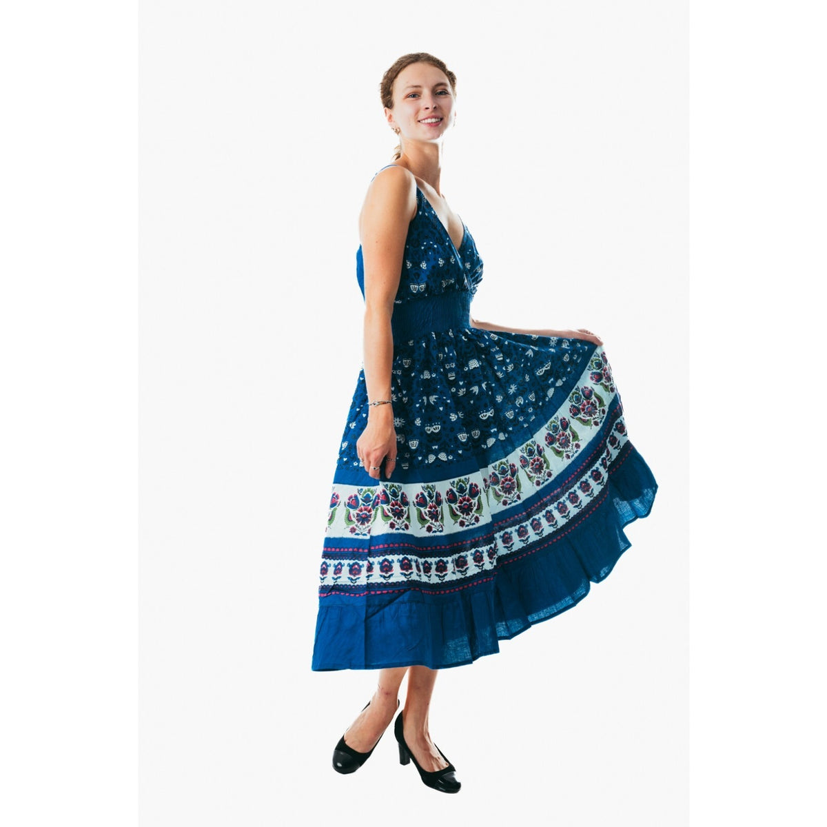 Sexy Spaghetti Strap royal blue Midi Dress
