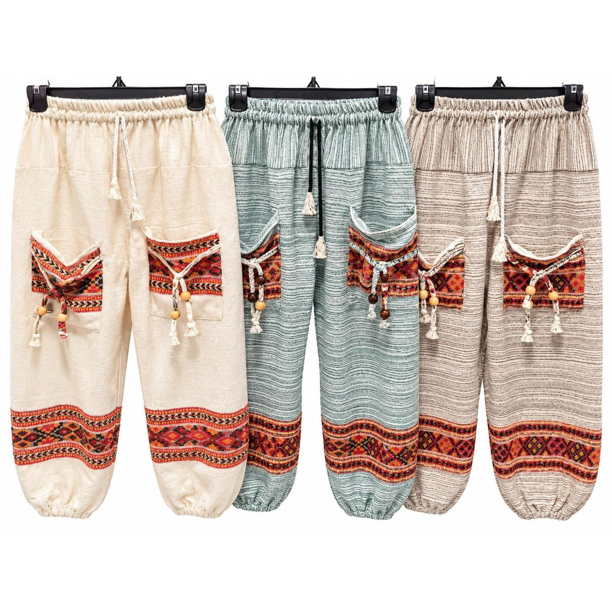 Boho Pants for Men & Women – Handmade Hippie Harem Pants, Cozy Festival Trousers, Soft Acrylic Pants