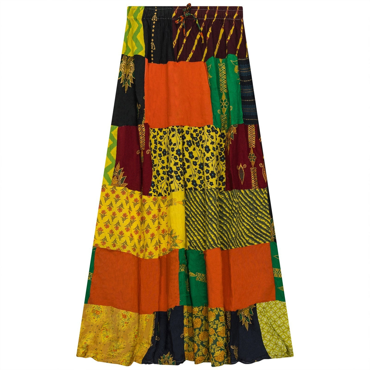 Fashionable Hippie and boho patchwork maxi long skirt for women