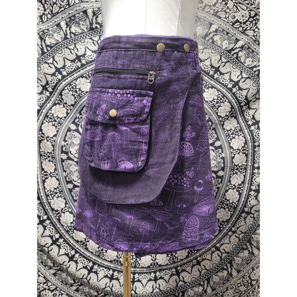 Cotton Handmade Nepal Mushroom Print Wrap Skirt